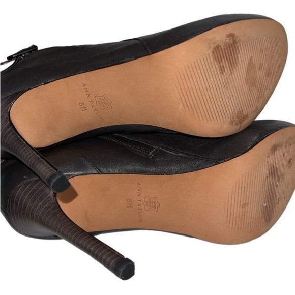 ANN TAYLOR Women's Charcoal Gray Leather Ankle Heeled  Boots Booties Sz 8M - Picture 5 of 5